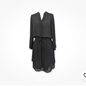 ARITZIA BABATON Bennet Black Silk Drawstring Waist Mini Dress Sz large Pockets